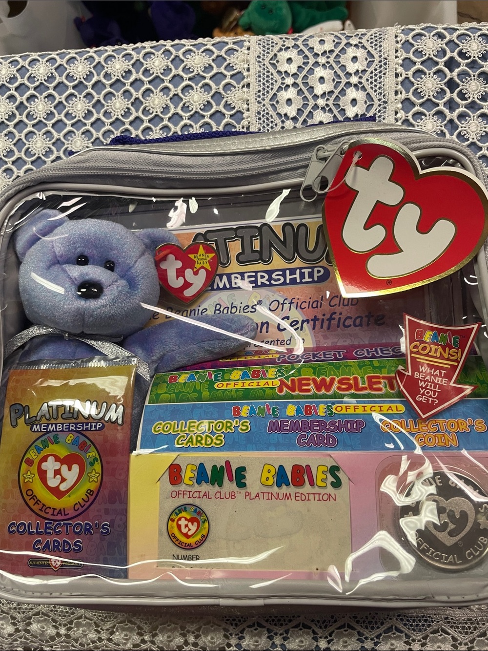 Ty Purple Plush Bear Platinum Membership Set